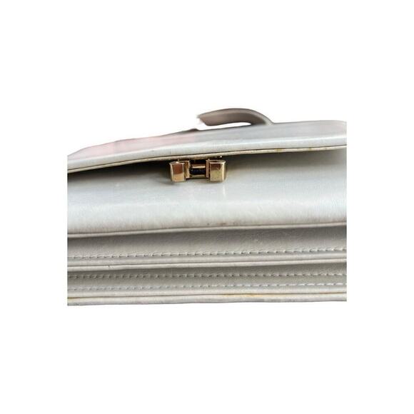 Ginza Kanematsu White Patent Leather Gold Hardware Vintage Evening Purse Bag - Picture 9 of 16